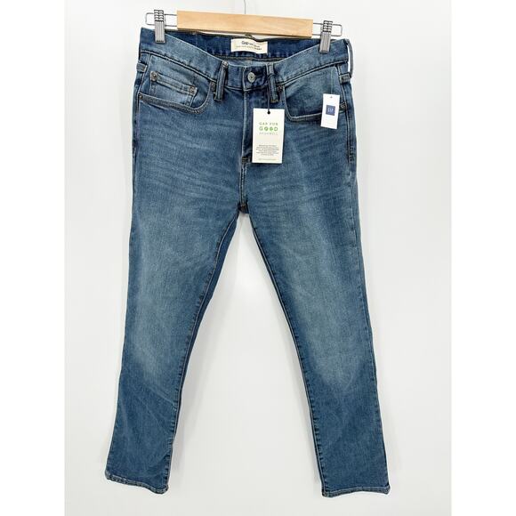 Gap Medium Wash Blue Cotton Blend Denim Skinny Jeans Men's Size 28 x 30 NWT - Picture 1 of 8